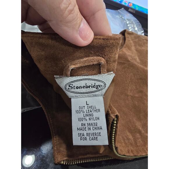 Vintage Y2K Suede Leather Western Vest by Stonebridge 100% leather Zip Brown - Picture 6 of 8